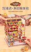 CuteBee Green Couple's Small Shop Handmade diy House Assembly Model Fruit and Vegetable Store Miniature Scene building Block Gift details Picture